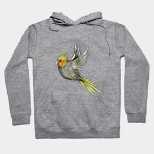 Flying cockatiel watercolor Hoodie